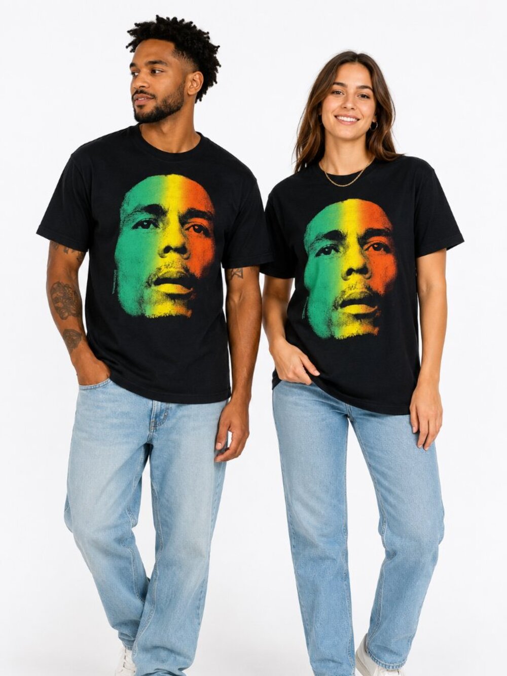 Bob Marley Rasta Face Graphic T-Shirt Reggae Music Tee Large